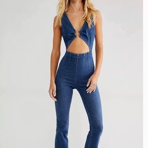 Free People Denim Jumpsuit